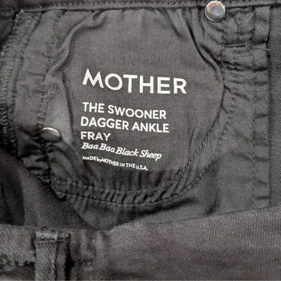 MOTHER The Swooner Dagger Ankle Fray Jeans Black Sheep Glitter Stripe 29 - Picture 6 of 9